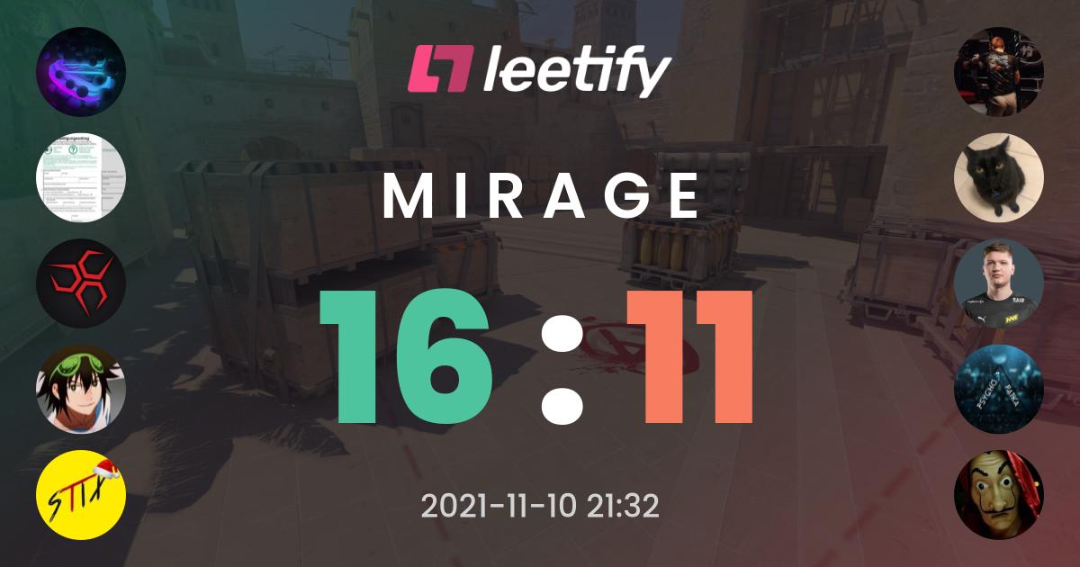 16 : 11 On Mirage - Leetify