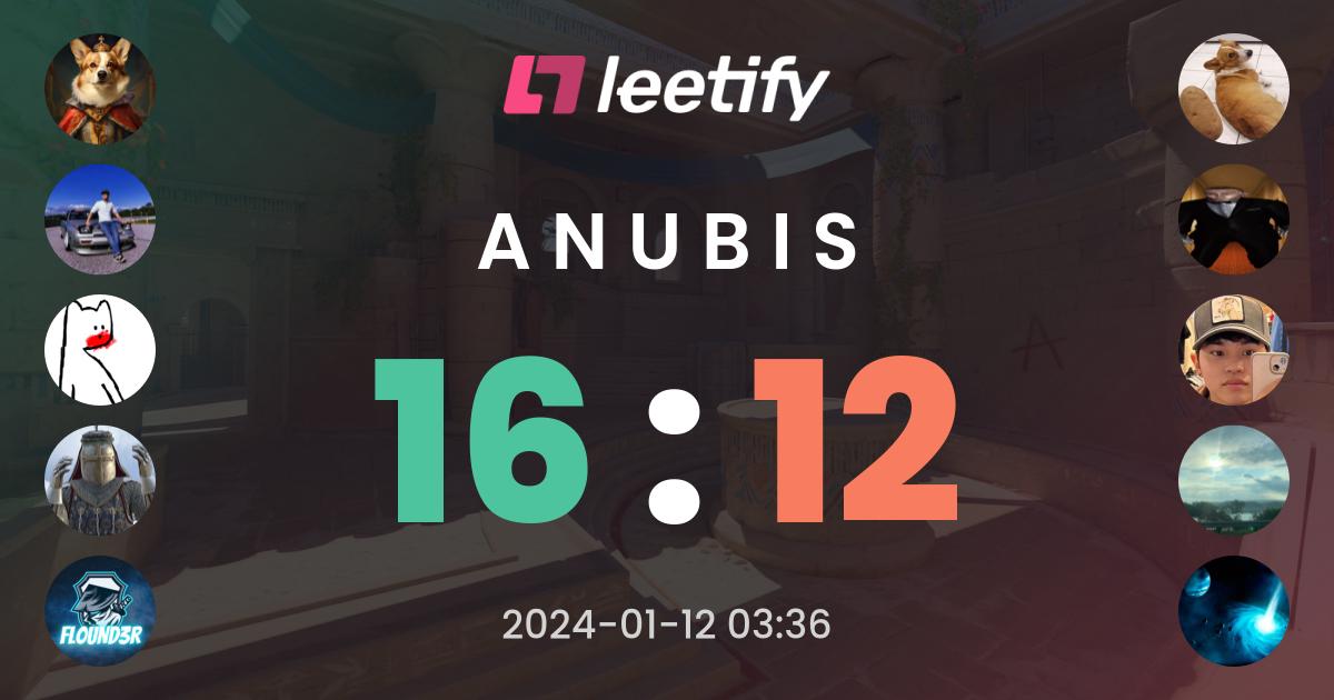 16 : 12 on Anubis – Leetify